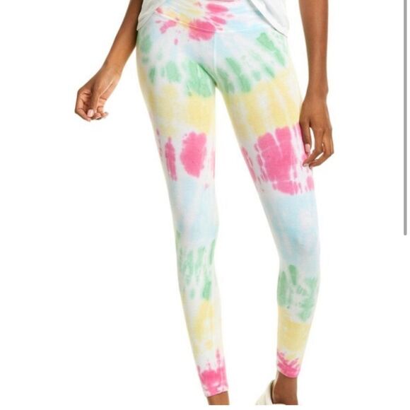 Electric & Rose Muti-Color Tie Dye High Rise Cotton Leggings - Picture 1 of 5